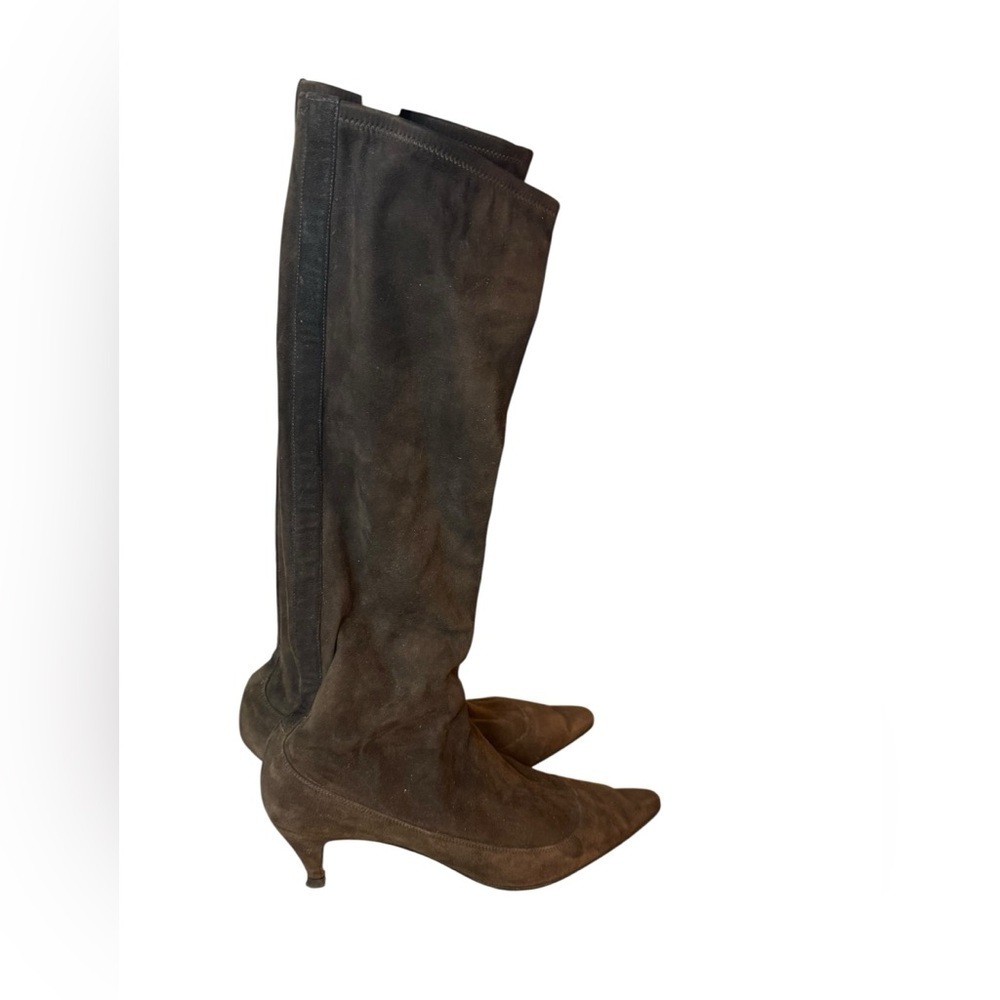 Christian Louboutin Brown Suede Pull On Heeled Boots - Picture 7 of 7